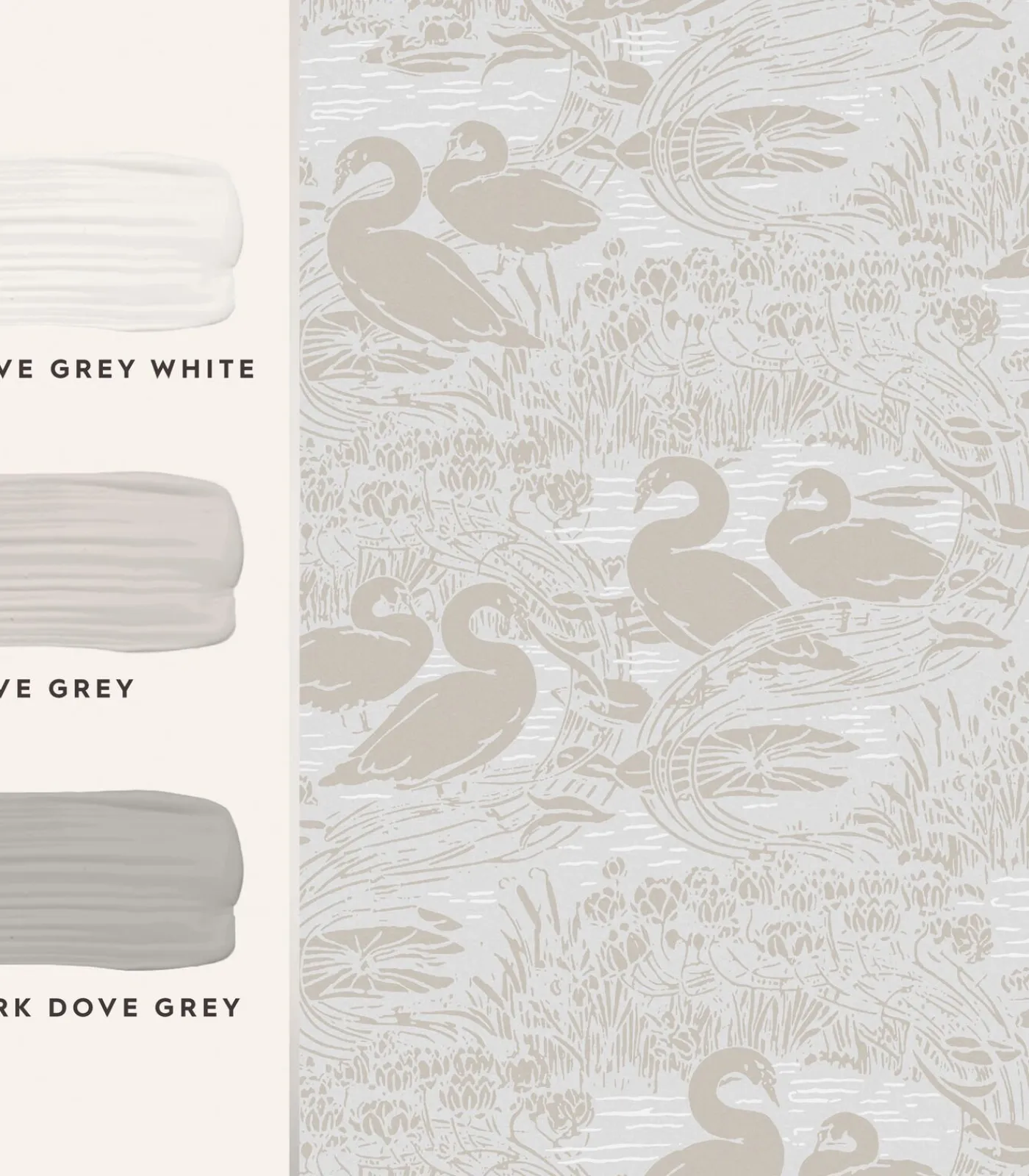 Best Vliesbehang Swans Dove Grey| Beige Grijs Wanddecoratie