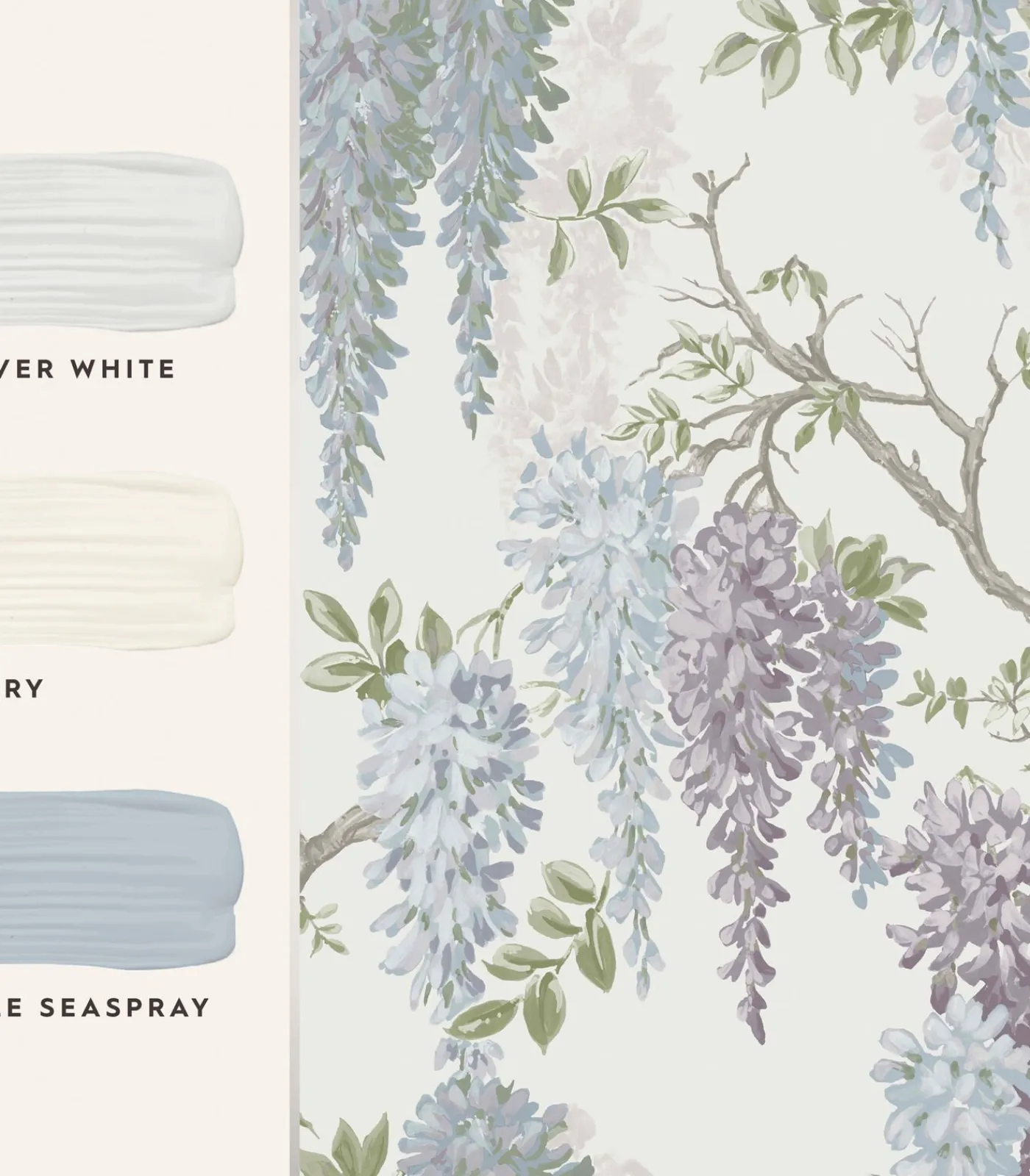 Vliesbehang Wisteria Garden Pale Iris | Wanddecoratie