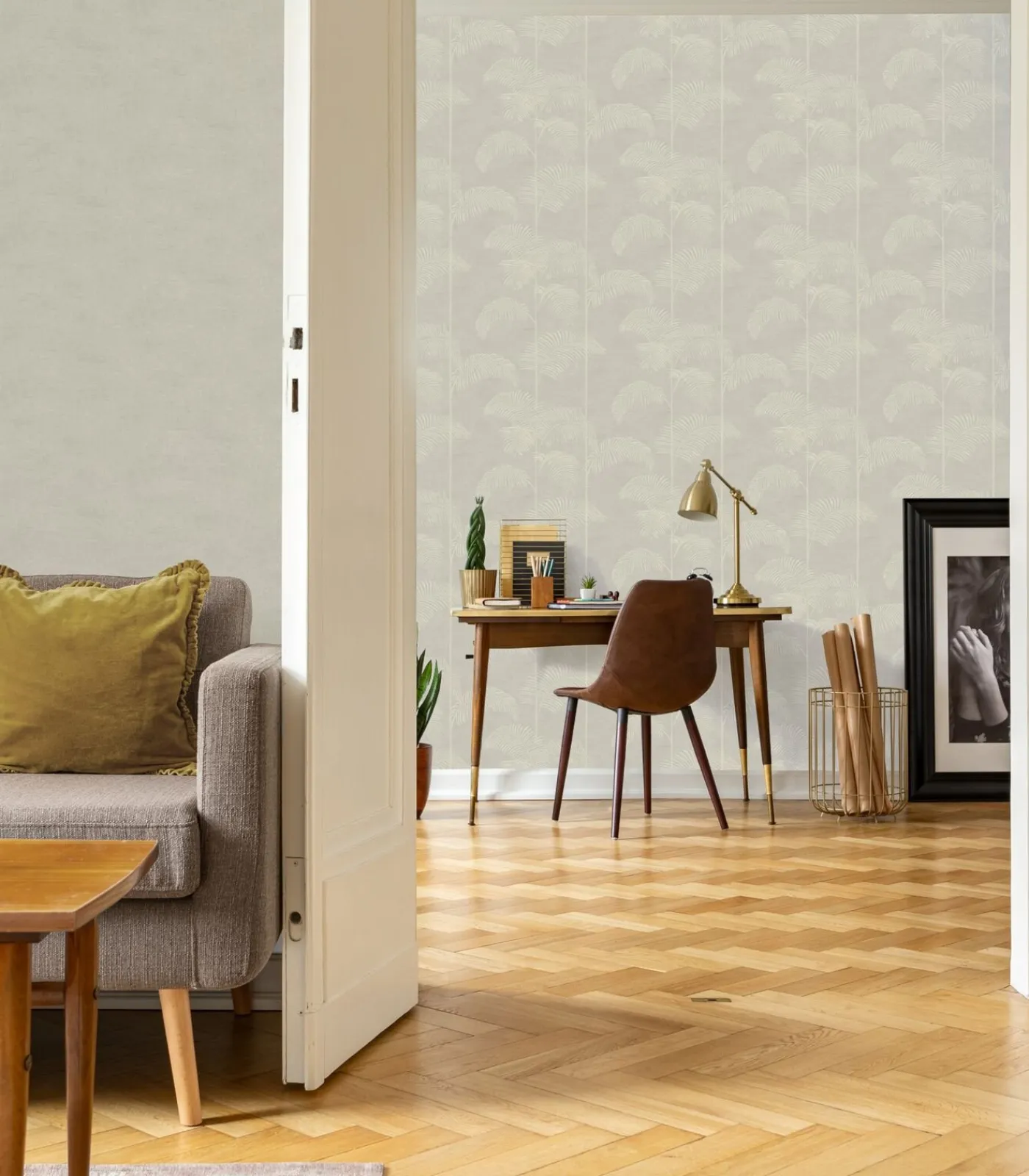 Vliestapete Palme deluxe Beige Wanddecoratie