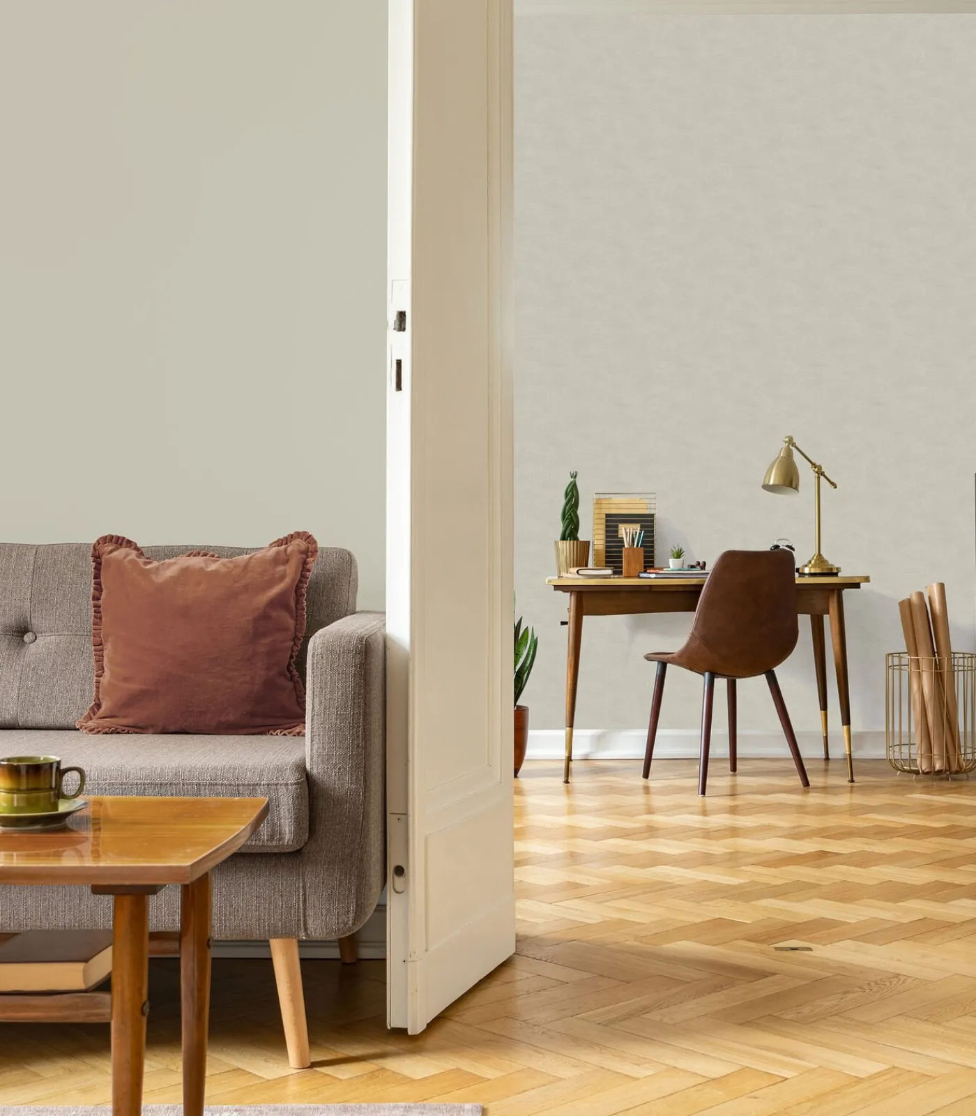 Hot Vliestapete Uni Beige Wanddecoratie