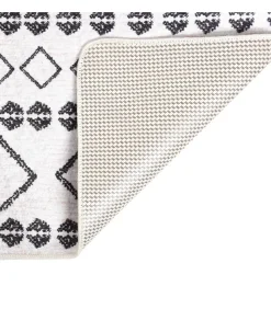 Hot Vloerkleed wasbaar anti-slip 160x230 cm zwart en wit Tapijten