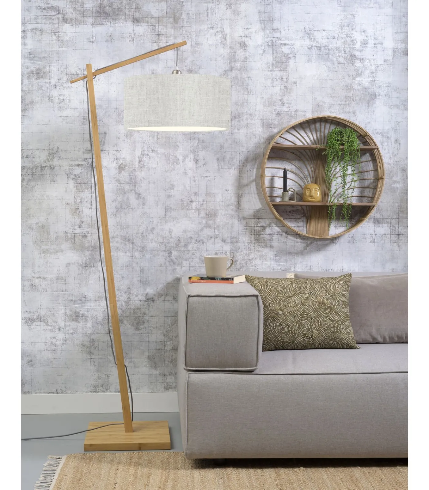 Clearance Vloerlamp Andes - Bamboe/Naturel - 72x47x176cm Vloerlampen