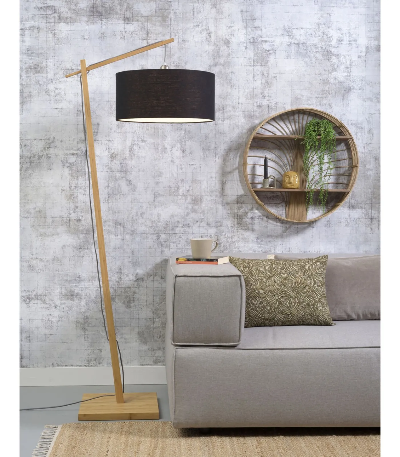Online Vloerlamp Andes - Bamboe/Zwart - 72x47x176cm Vloerlampen