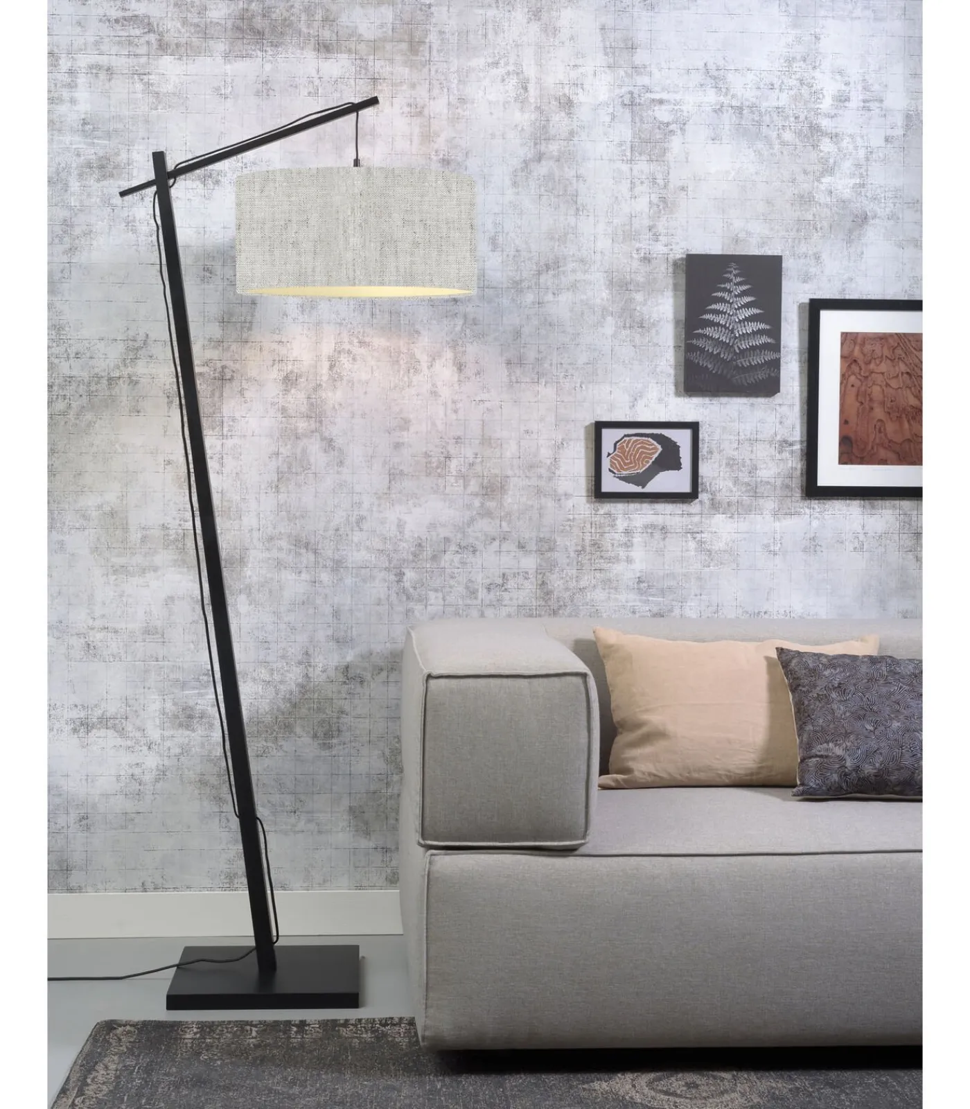 Best Vloerlamp Andes - Zwart/Naturel - 72x47x176cm Vloerlampen