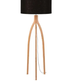 Clearance Vloerlamp Annapurna - Zwart/Bamboe - Ø60cm Vloerlampen