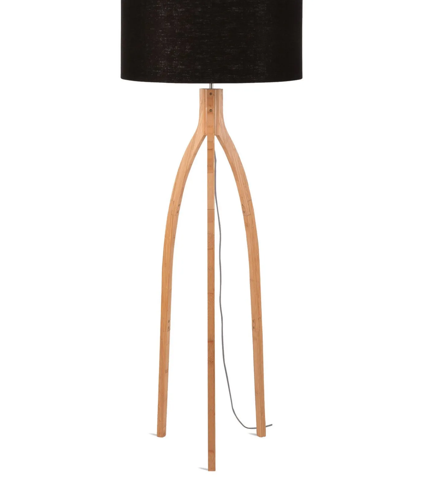 Clearance Vloerlamp Annapurna - Zwart/Bamboe - Ø60cm Vloerlampen