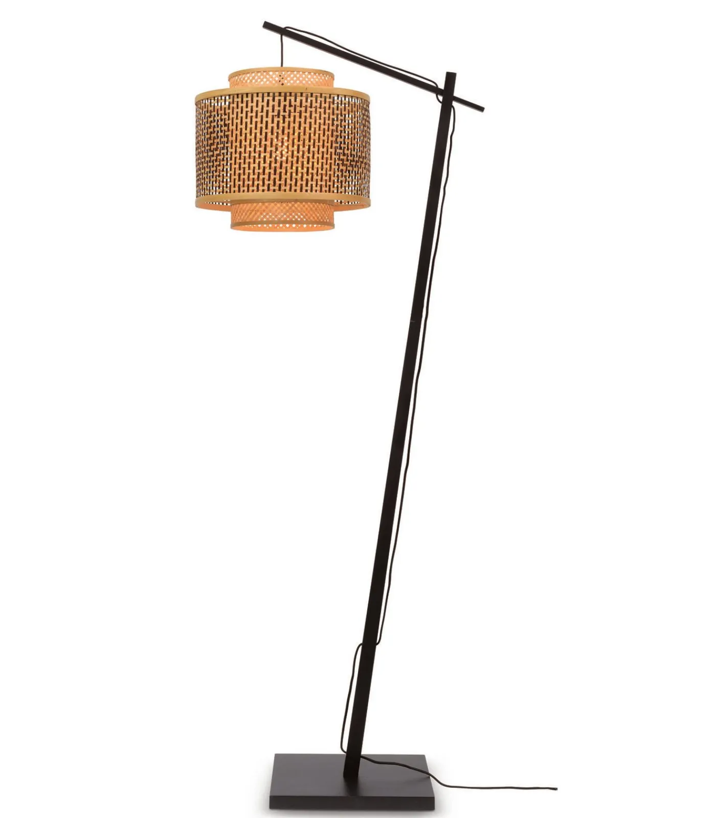 Sale Vloerlamp Bhutan - Bamboe Zwart/Naturel - 68x40x176cm Vloerlampen