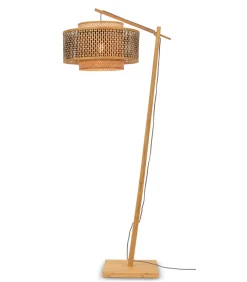 Online Vloerlamp Bhutan - Bamboe/Zwart - 73x50x176cm Vloerlampen