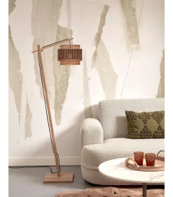 Vloerlamp Bhutan - Bamboe/Zwart - 55x31x150cm Vloerlampen