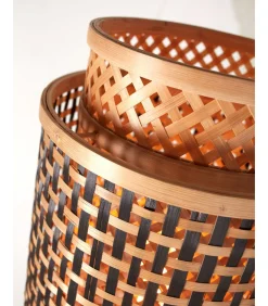 Outlet Vloerlamp Bhutan - Zwart/Bamboe - 20x20x145cm Vloerlampen