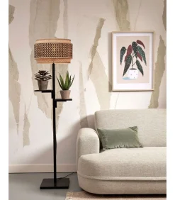 Sale Vloerlamp Bhutan - Zwart/Bamboe - Ø40x160cm Vloerlampen