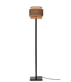 Sale Vloerlamp Bhutan - Zwart/Bamboe - Ø25x130cm Vloerlampen