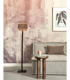 Sale Vloerlamp Bhutan - Zwart/Bamboe - Ø25x130cm Vloerlampen
