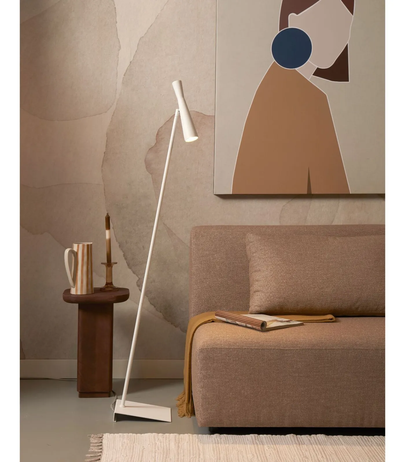 Clearance Vloerlamp Bordeaux - Wit - 22x36x145.5cm Vloerlampen