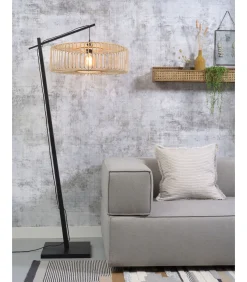 Sale Vloerlamp Bromo - Bamboe Zwart/Naturel - 68x40x176cm Vloerlampen