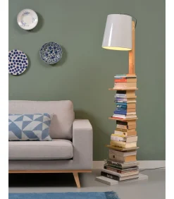 Online Vloerlamp Cambridge - Wit/Naturel - 38x30x168cm Vloerlampen