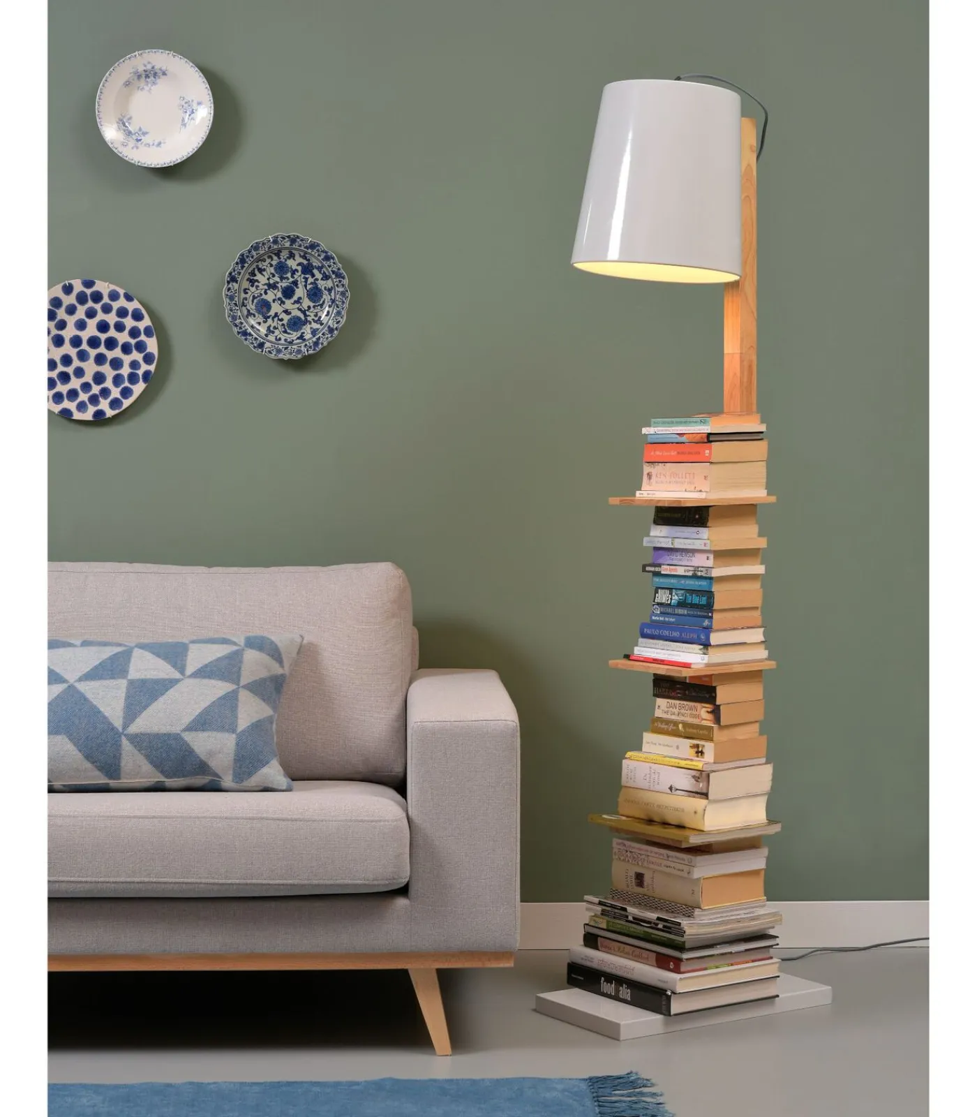Online Vloerlamp Cambridge - Wit/Naturel - 38x30x168cm Vloerlampen