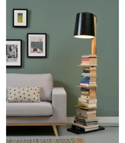 Outlet Vloerlamp Cambridge - Zwart/Naturel - 38x30x168cm Vloerlampen