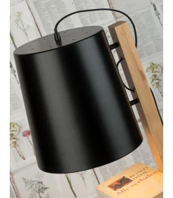 Outlet Vloerlamp Cambridge - Zwart/Naturel - 38x30x168cm Vloerlampen