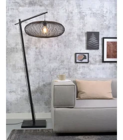 New Vloerlamp Cango - Bamboe Zwart/Zwart - 80x60x176cm Vloerlampen