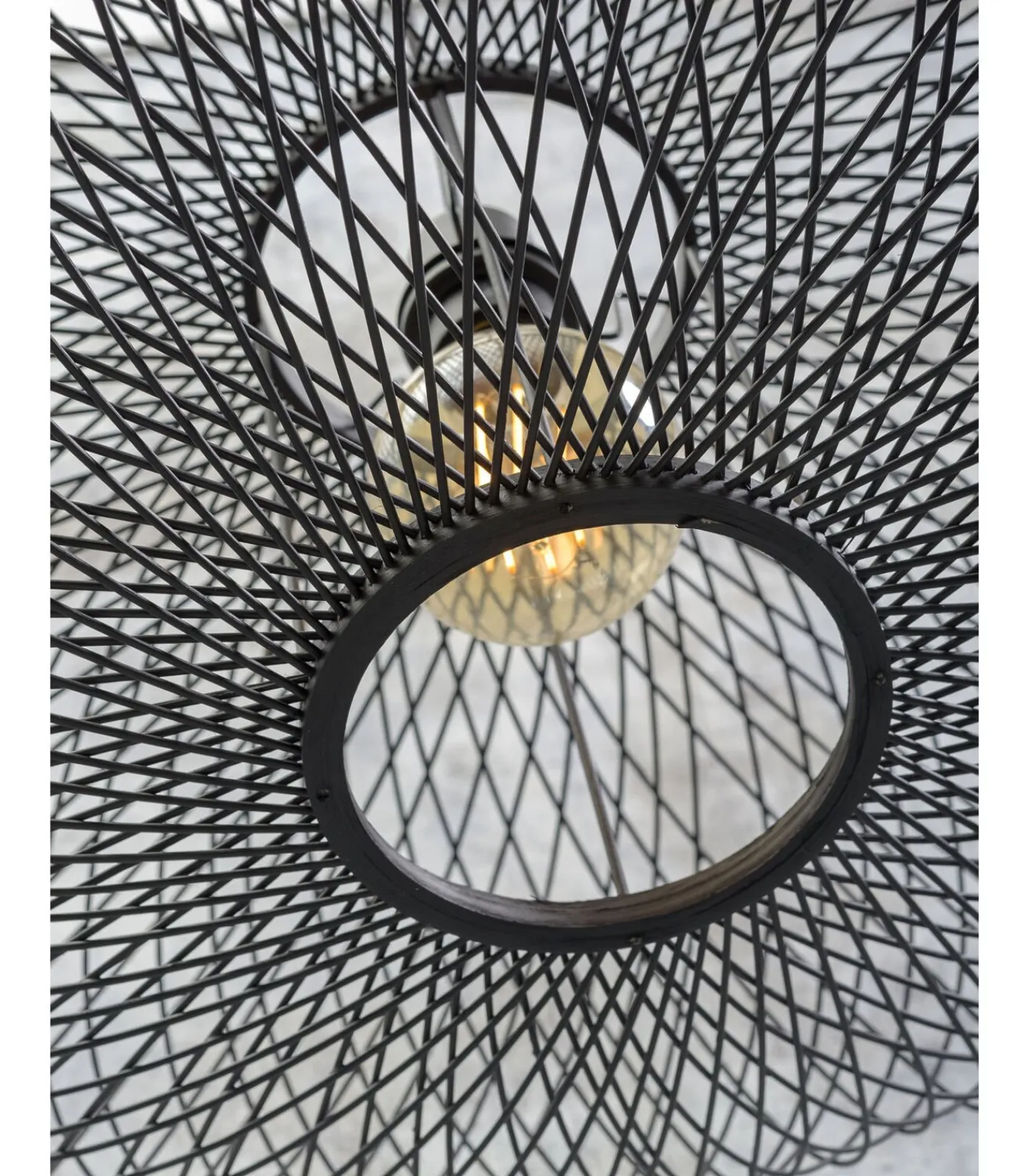 New Vloerlamp Cango - Bamboe Zwart/Zwart - 80x60x176cm Vloerlampen