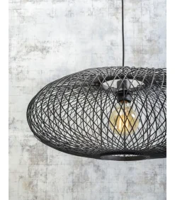 New Vloerlamp Cango - Bamboe Zwart/Zwart - 80x60x176cm Vloerlampen