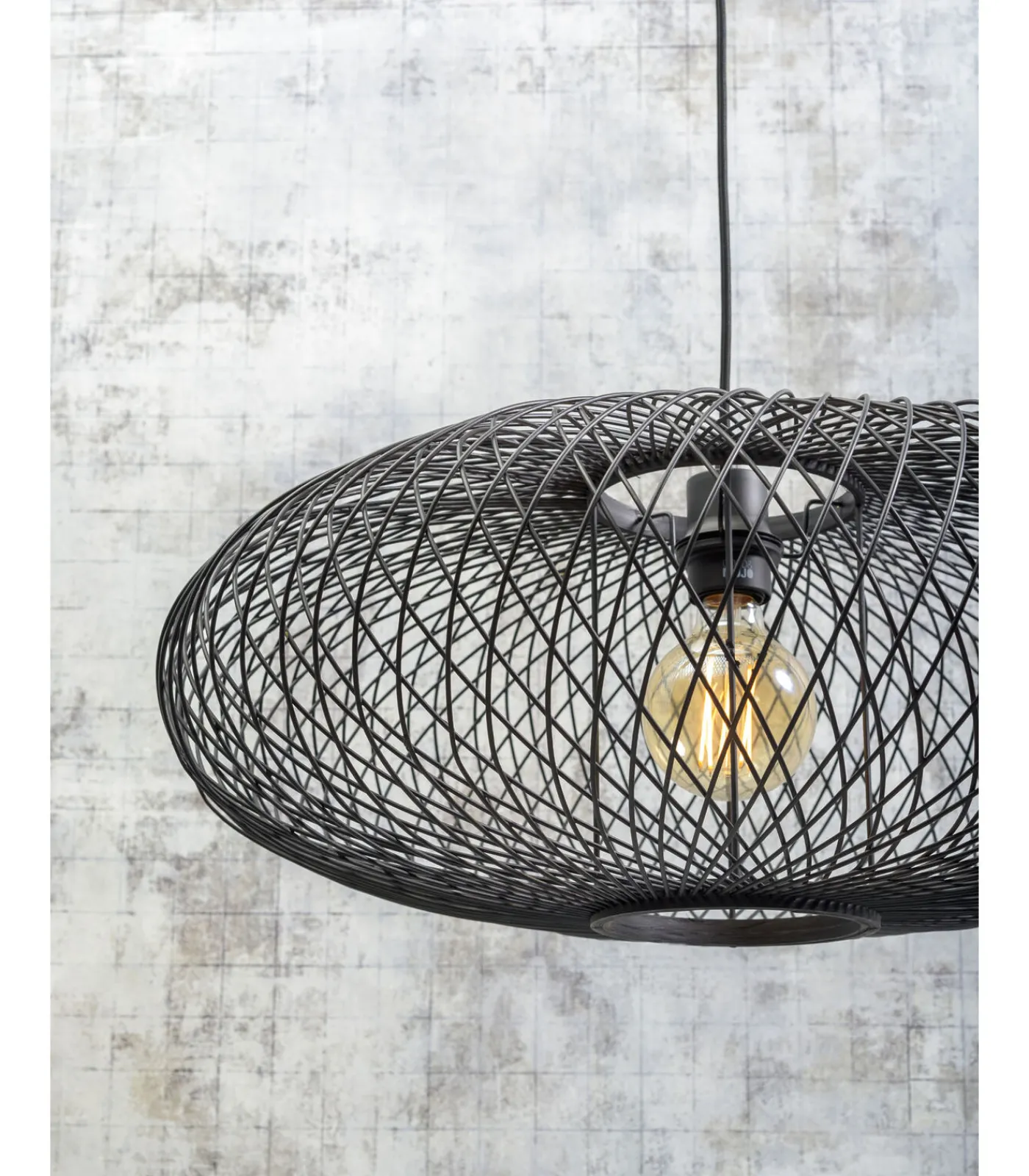 New Vloerlamp Cango - Bamboe Zwart/Zwart - 80x60x176cm Vloerlampen