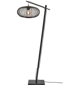 Online Vloerlamp Cango - Bamboe Zwart/Zwart - 62x40x150cm Vloerlampen