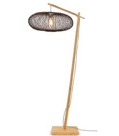 Discount Vloerlamp Cango - Bamboe/Zwart- 80x60x176cm Vloerlampen