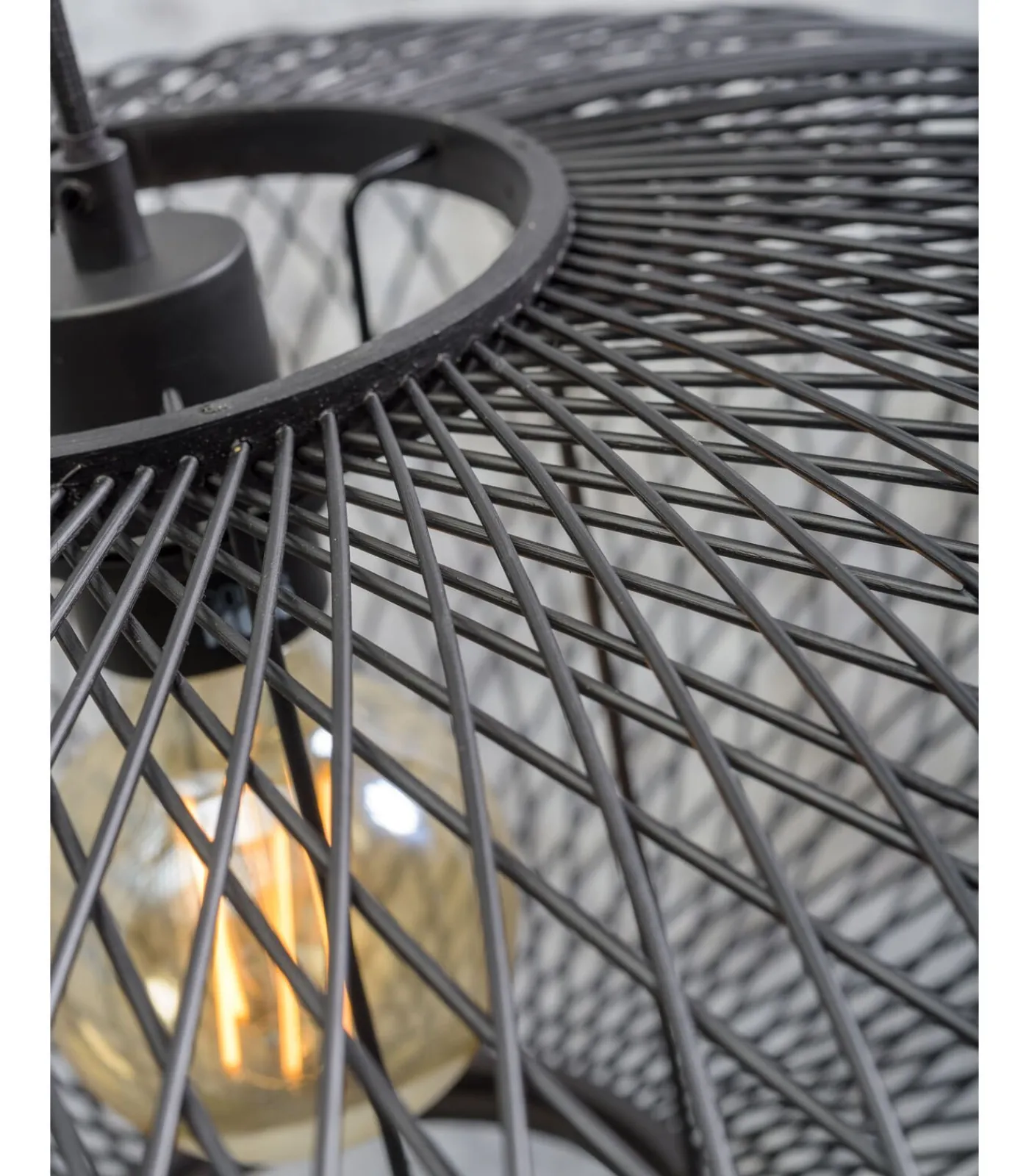 Discount Vloerlamp Cango - Bamboe/Zwart- 80x60x176cm Vloerlampen