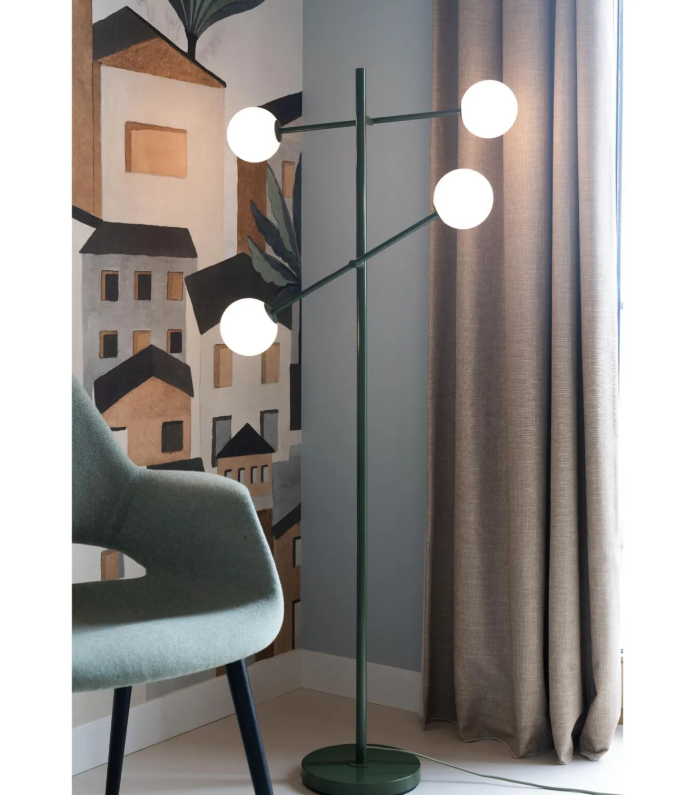 Best Vloerlamp Copenhagen - Groen - 48x26x170cm Vloerlampen