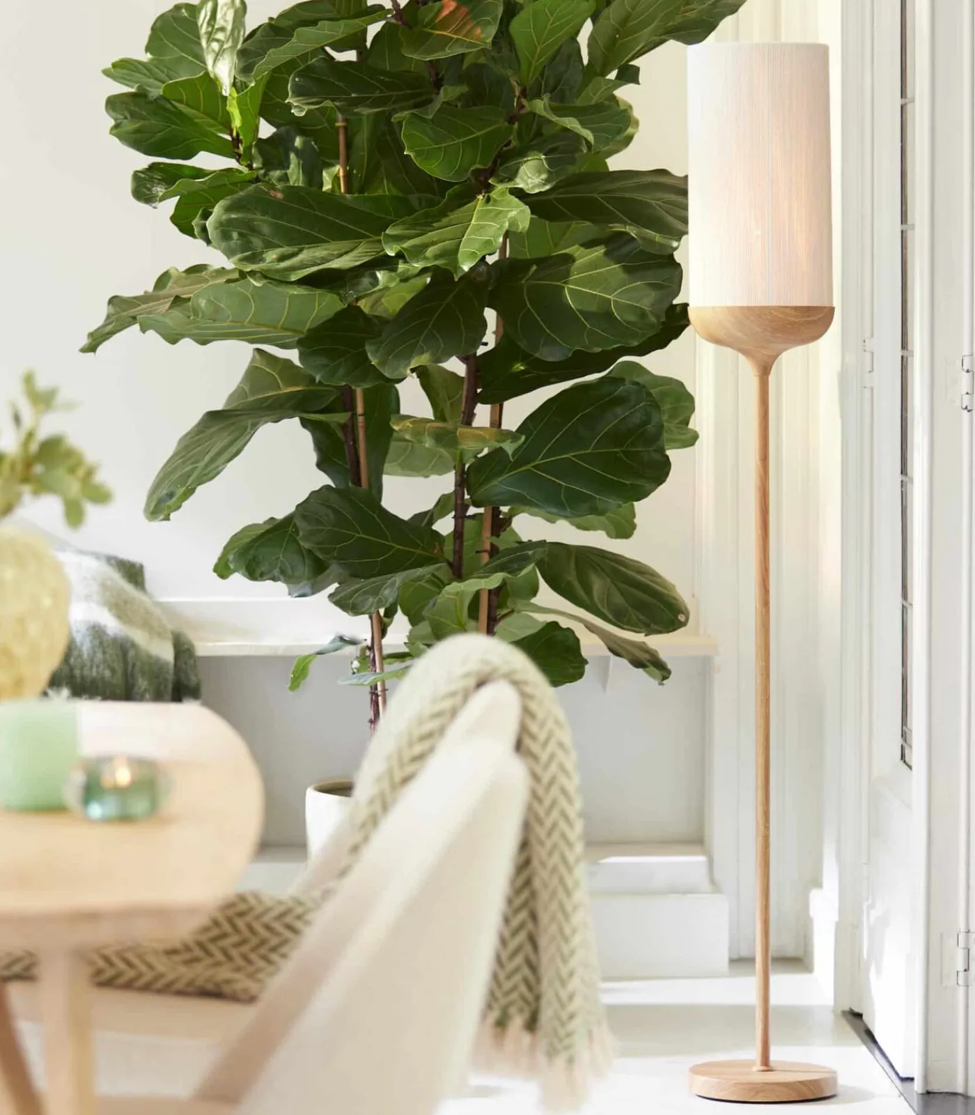 Vloerlamp Dania - Crème/Naturel - Ø23x159cm Vloerlampen