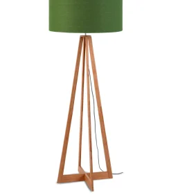 Discount Vloerlamp Everest - Groen/Bamboe - Ø60cm Vloerlampen