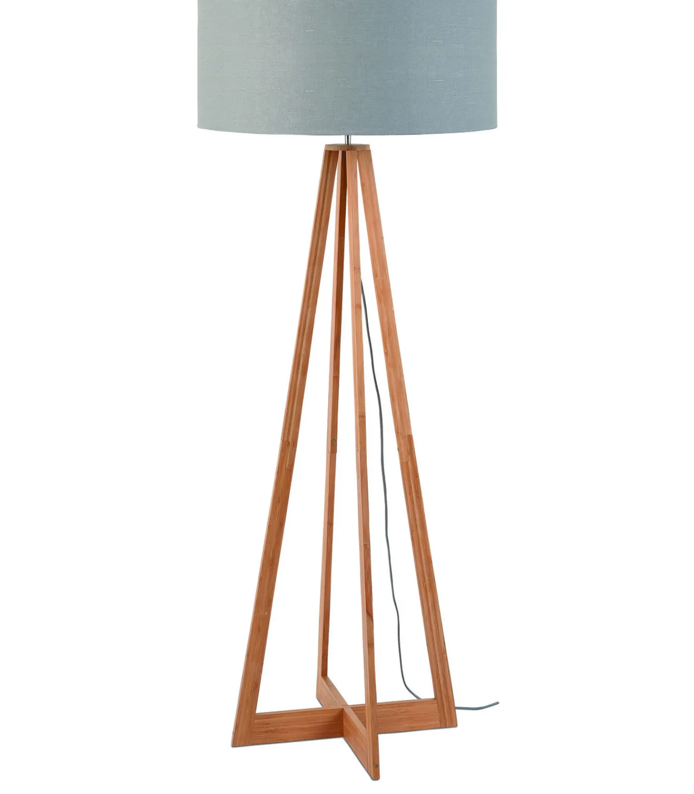 Outlet Vloerlamp Everest - Lichtgrijs/Bamboe - Ø60cm Vloerlampen
