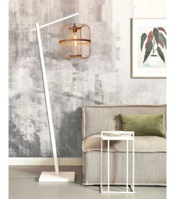 Sale Vloerlamp Hokkaido - Bamboe Wit/Naturel - 63x36x176cm Vloerlampen