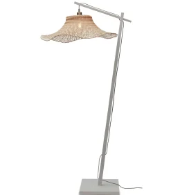 Clearance Vloerlamp Ibiza - Bamboe Wit/Naturel - 83x65x176cm Vloerlampen
