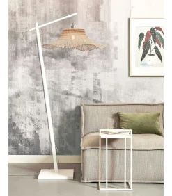 Clearance Vloerlamp Ibiza - Bamboe Wit/Naturel - 83x65x176cm Vloerlampen