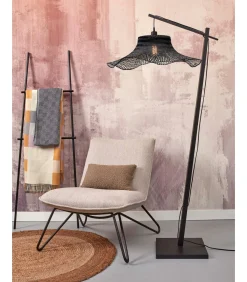 Hot Vloerlamp Ibiza - Bamboe Zwart - 83x65x176cm Vloerlampen