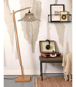 Sale Vloerlamp Ibiza - Bamboe/Zwart - 77x50x150cm Vloerlampen