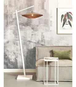 Sale Vloerlamp Iguazu - Bamboe Wit/Jute - 78x55x176cm Vloerlampen