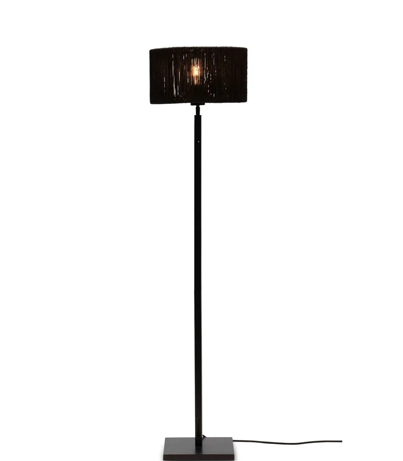 Vloerlamp Iguazu - Bamboe/Jute Zwart - Ø30x126cm Vloerlampen