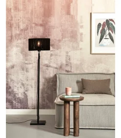 Vloerlamp Iguazu - Bamboe/Jute Zwart - Ø30x126cm Vloerlampen