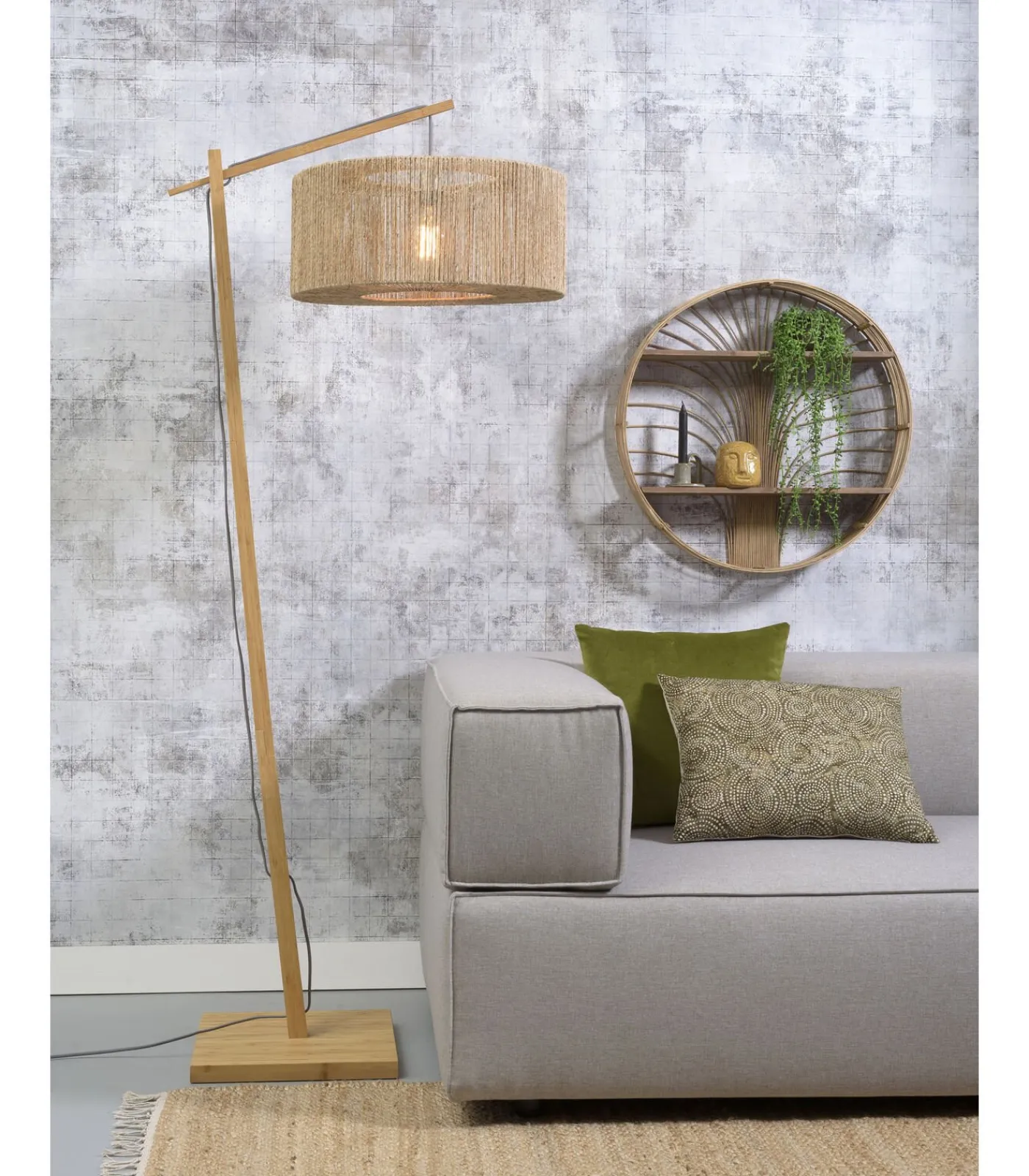 Best Vloerlamp Iguazu - Bamboe/Jute - 73x50x176cm Vloerlampen