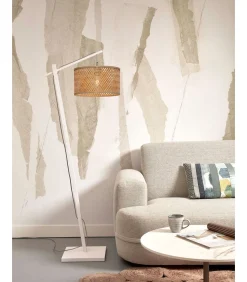 Outlet Vloerlamp Java - Bamboe Wit/Naturel - 58x32x150cm Vloerlampen
