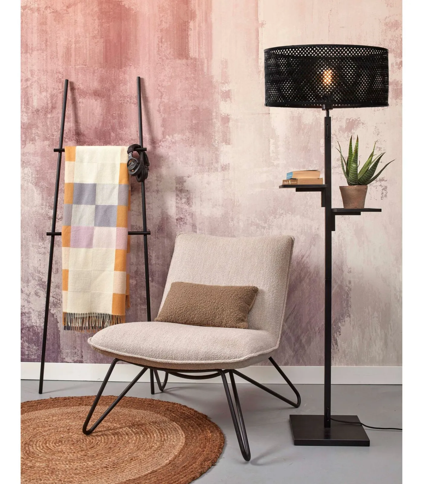 Vloerlamp Java - Bamboe Zwart - Ø50x158cm Vloerlampen