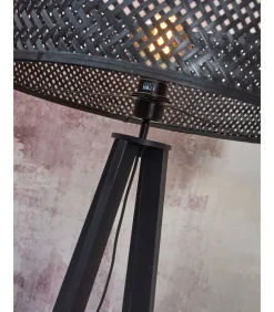 New Vloerlamp Java - Bamboe Zwart - 50x50x145cm Vloerlampen