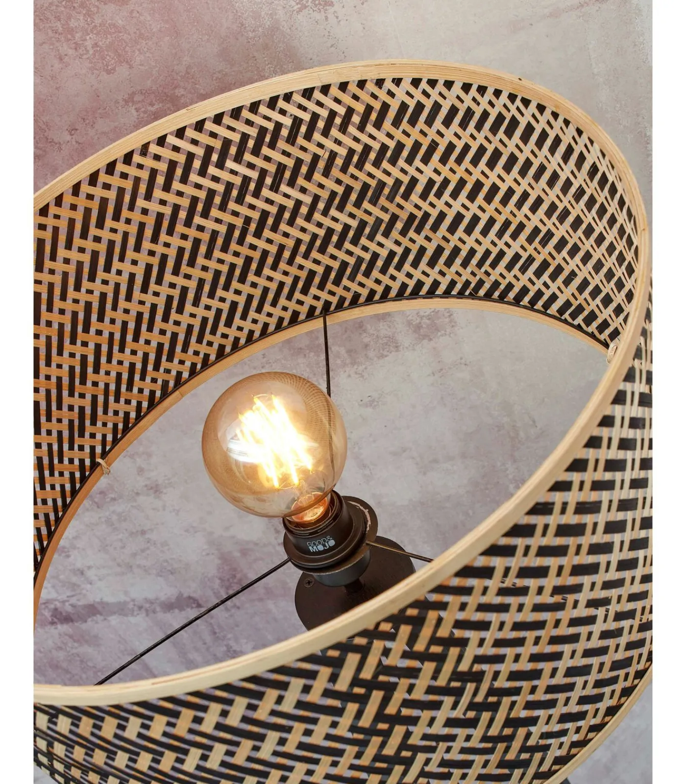 Sale Vloerlamp Java - Bamboe/Zwart - 50x50x145cm - Driepoot Vloerlampen