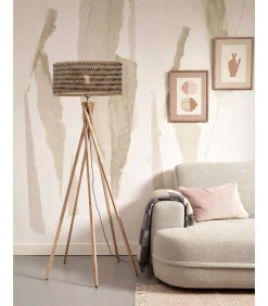 Discount Vloerlamp Java - Bamboe/Zwart - Ø50x146cm Vloerlampen
