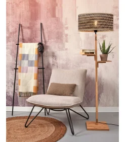 Best Vloerlamp Java - Bamboe/Zwart - Ø50x158cm Vloerlampen