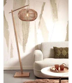 Outlet Vloerlamp Madeira - Bamboe/Rotan - 74x48x176cm Vloerlampen